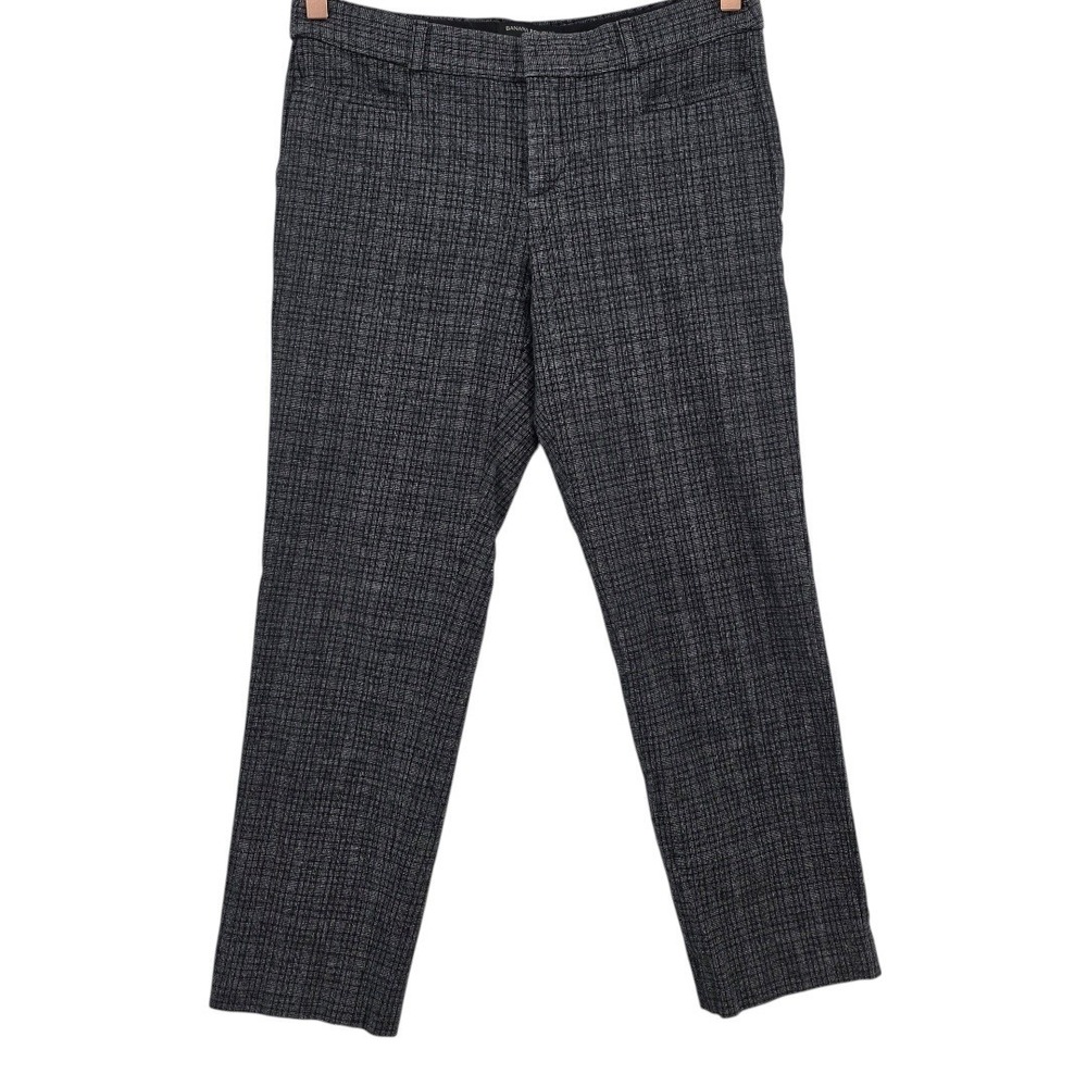 Banana Republic Womens 2 Sloan Black Gray Plaid Ankle‎ Pants